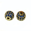 CZ Brass Micro Pave Grade AAA Blue Color Cubic Zirconia Round Beads KK-O065-6mm-03G-NR-1