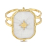 Ion Plating(IP) 304 Stainless Steel Enamel Rectangle with Star Cuff Finger Rings X-RJEW-L107-063G-01-2