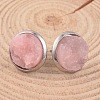 Flat Round 304 Stainless Steel Druzy Resin Ear Studs EJEW-JE01964-2