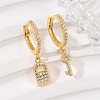 Lock & Key 925 Sterling Silver Micro Pave Clear Cubic Zirconia Hoop Earrings for Women EJEW-G427-01G-03-3