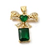 Rack Plating Brass Micro Pave Cubic Zirconia Pendants KK-P241-19G-03-1