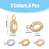 6Pcs 3 Colors Brass Cubic Zirconia Enhancer Shortener Bails ZIRC-HY0001-11-2