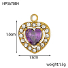 304 Stainless Steel Cubic Zirconia Charms STAS-OY004-02G-4