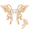2 Pairs Brass Pave Clear Cubic Zirconia Butterfly Stud Earring Findings KK-BBC0018-66-6