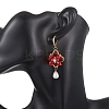 Flower with Teardrop Glass Beads Dangle Earrings EJEW-MZ00670-5