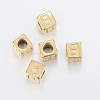 304 Stainless Steel Large Hole Letter European Beads X-STAS-H428-01G-B-1