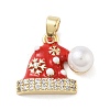 Christmas Theme Brass Micro Pave Cubic Zirconia Pendants KK-F877-30G-02-1