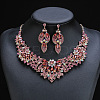 Flower Alloy Rhinestone Pendant Necklaces & Stud Dangle Earrings Sets WGBD82F-03-1