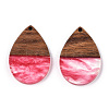 Transparent Resin & Walnut Wood Pendants RESI-N039-25F-3