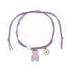 Flower & Bear Alloy Enamel Charm Bracelets BJEW-JB11696-02-2