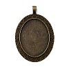 Tibetan Style Alloy Oval Pendant Cabochon Settings TIBEP-M018-47AB-NF-1