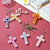 7Pcs 7 Colors Cross Acrylic Keychain with Iron Ring for Keychain KEYC-CJ0001-13-5