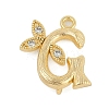 Brass Crystal Rhinestone Letter Links Connector Charms KK-S395-06G-G-1