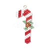 5Pcs 5 Styles Christmas Themed Glass Seed Beaded Pendants PALLOY-MZ00868-2