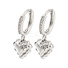 Heart Brass Micro Pave Clear Cubic Zirconia Huggie Hoop Dangle Earrings for Women AJEW-U003-01P-1
