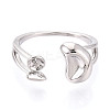 Moon Brass Cuff Ring Settings KK-T076-40P-2