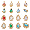 14Pcs 14 Styles Brass Micro Pave Clear Cubic Zirconia Pendants KK-ME0003-30-1