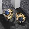 Sunflower Natural Lapis Lazuli Finger Rings RJEW-B113-03G-02-1
