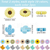 40Pcs 20 Styles Food Grade Eco-Friendly Focal Silicone Beads SIL-SC0002-15-2