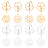 16Pcs 2 Style 201 Stainless Steel Hollow Pendants STAS-DC0001-01-8