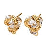 Brass Pave Clear Cubic Zirconia Stud Earring Findings KK-Z121-08G-1