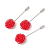 Resin Glitter Flower Brass Stick Lapel Pins JEWB-BR00170-01-1