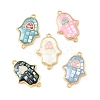 Brass Pave Shell Connector Charms KK-I357-04G-01-1