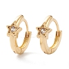 Brass Micro Pave Clear Cubic Zirconia Huggie Hoop Earrings EJEW-H109-06G-1