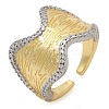 Brass Micro Pave Clear Cubic Zirconia Cuff Finger Rings for Women RJEW-B112-11GP-4