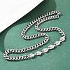 304 Stainless Steel Cuban Link Chain Rhombus Link Chain Necklaces for Men Women NJEW-G186-01P-02-4