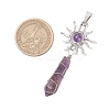 5Pcs Copper Wire Wrapped Natural Lapis Lazuli & Quartz Crystal & Rose Quartz & Green Aventurine & Amethyst Big Pendants PALLOY-JF03640-2