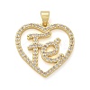 Brass Micro Pave Clear Cubic Zirconia Pendants KK-M319-22G-01-1