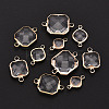 Brass with Glass Links/Connector Charms GLAA-T027-14-2