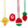 CHGCRAFT 4Pcs 4 Style Woolen Chicken Egg Drawstring Crochet Pouch AJEW-CA0002-21-1