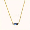 Birthstone Style Brass Cubic Zirconia Rectangle Pendant Necklaces for Women FS-WGDF12C-09-1