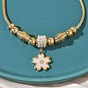 European Style Polymer Clay Rhinestones & 201 Stainless Steel & Natural Shell Charm Bracelets BJEW-G765-03G-01-3