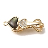 Brass Black Lip Shell Fold Over Clasps KK-K389-138G-1