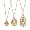 Ion Plating(IP) 304 Stainless Steel Macrame Pouch Empty Stone Holder for Pendant Necklaces Making NJEW-JN04441-01-1