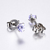 Cubic Zirconia Ear Studs EJEW-E098-H-02-3