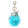 Imitation Rex Rabbit Fur Ball & PU Leather Unicorn Pendant Keychain LS-KEYC-K018-01KCG-01-1