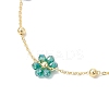 Brass Glass Flower Link Bracelets for Women BJEW-JB12383-4
