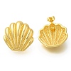 Rack Plating Shell Shapes Brass Stud Earrings EJEW-I310-12G-1