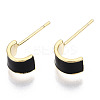 Brass Enamel Half Hoop Earrings KK-N232-97B-NF-1