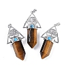 Natural Tiger Eye Faceted Pointed Bullet Big Pendants G-H076-02P-09-1