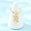 Brass Micro Pave Cubic Zirconia Pendant Finger Rings for Women RJEW-A090-02G-2