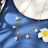Shell Pearl & Acrylic Flower Bib Pendant Necklaces X1-NJEW-TA00169-2