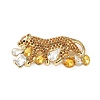 Cheetah Zinc Alloy Rhinestones Brooches JEWB-R055-02G-03-1