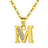 201 Stainless Steel Crystal Rhinestone Initial Pendant Necklaces FS-WG3A711-13-2
