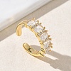 Brass Micro Pave Cubic Zirconia Cuff Open Rings for Women RJEW-L343-16G-04-1