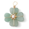 Natural Green Aventurine Clover Pendants PALLOY-JF03180-02-1